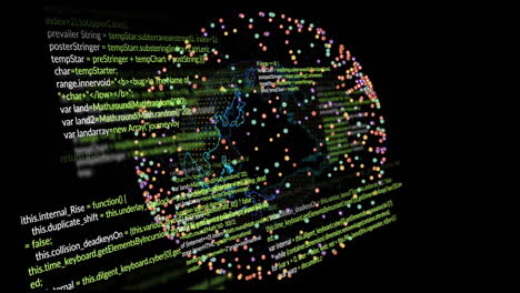 Animation of digital data processing over globe