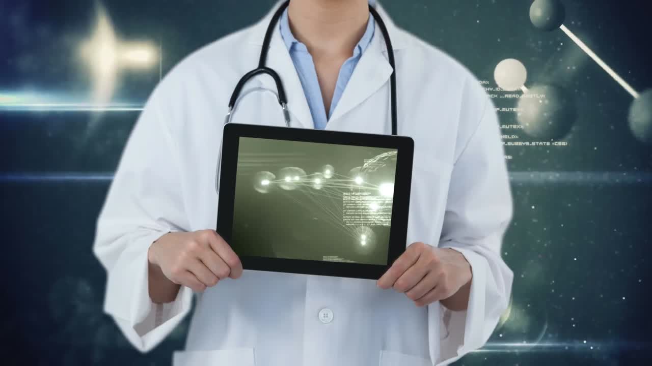 animación digital de la multiplicación celular en la pantalla de la tableta digital 4k