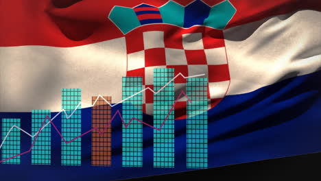 Animation-Der-Finanzdatenverarbeitung-über-Der-Flagge-Kroatiens