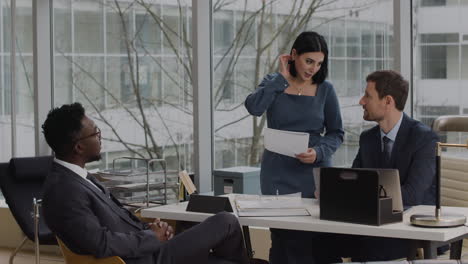 lawyers talking with client