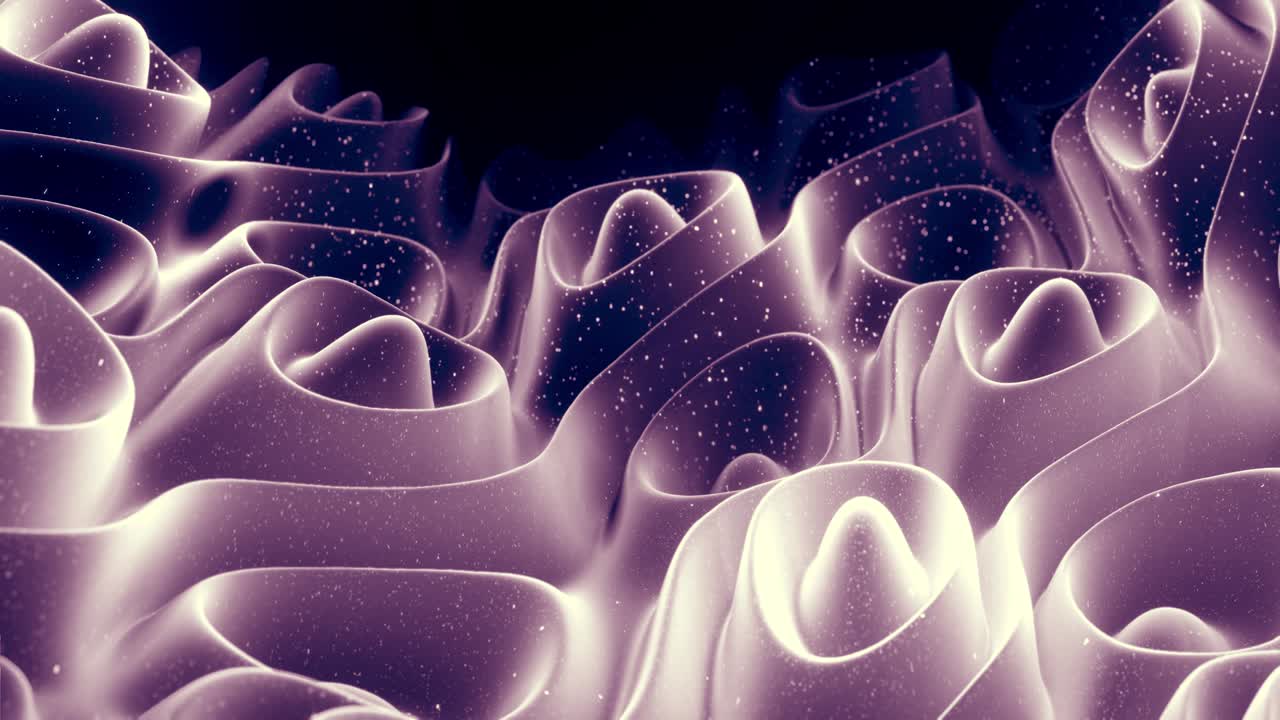 ondas abstractas de material mate negro suave con brillo interno ligero y brillos en la superficie de morphing. superficie geométrica abstracta como el paisaje o el terreno, extrudir o desplazar el ruido 3d. bucle 4k