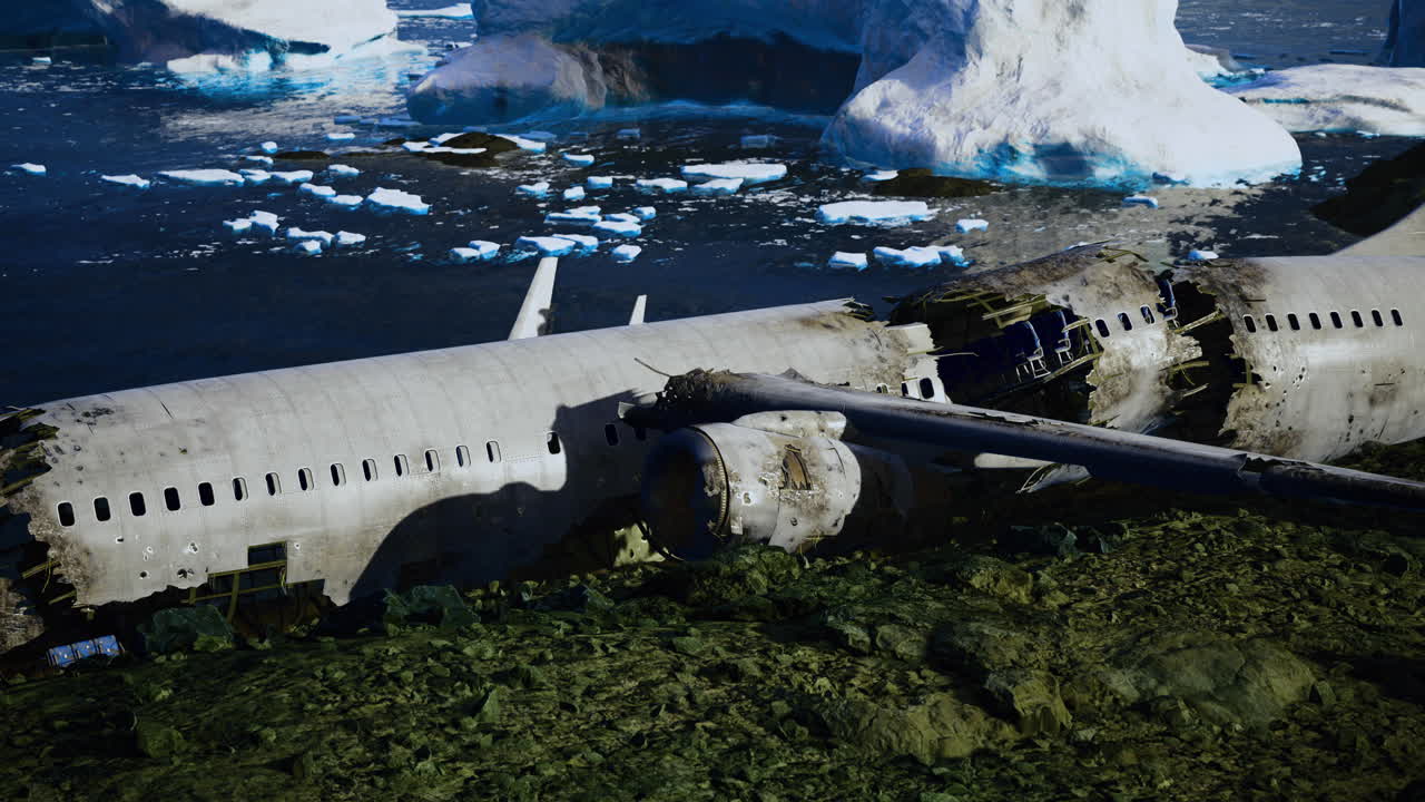 Plane Crash in Arctic Landscape