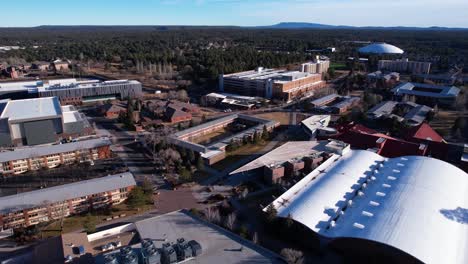 nau northern arizona university campus, drone shot of dormitory buildings and halls