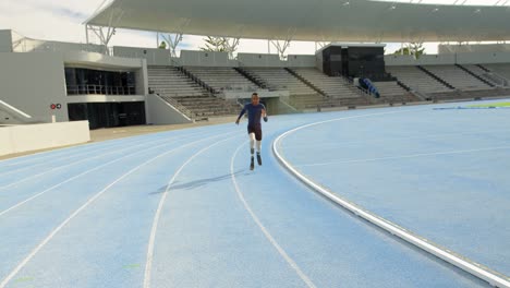 disabled athletic running on a running track 4k