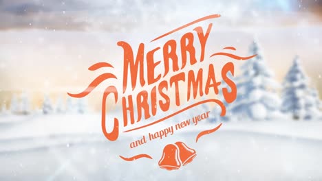 Animation-of-merry-christmas-text-over-winter-scenery