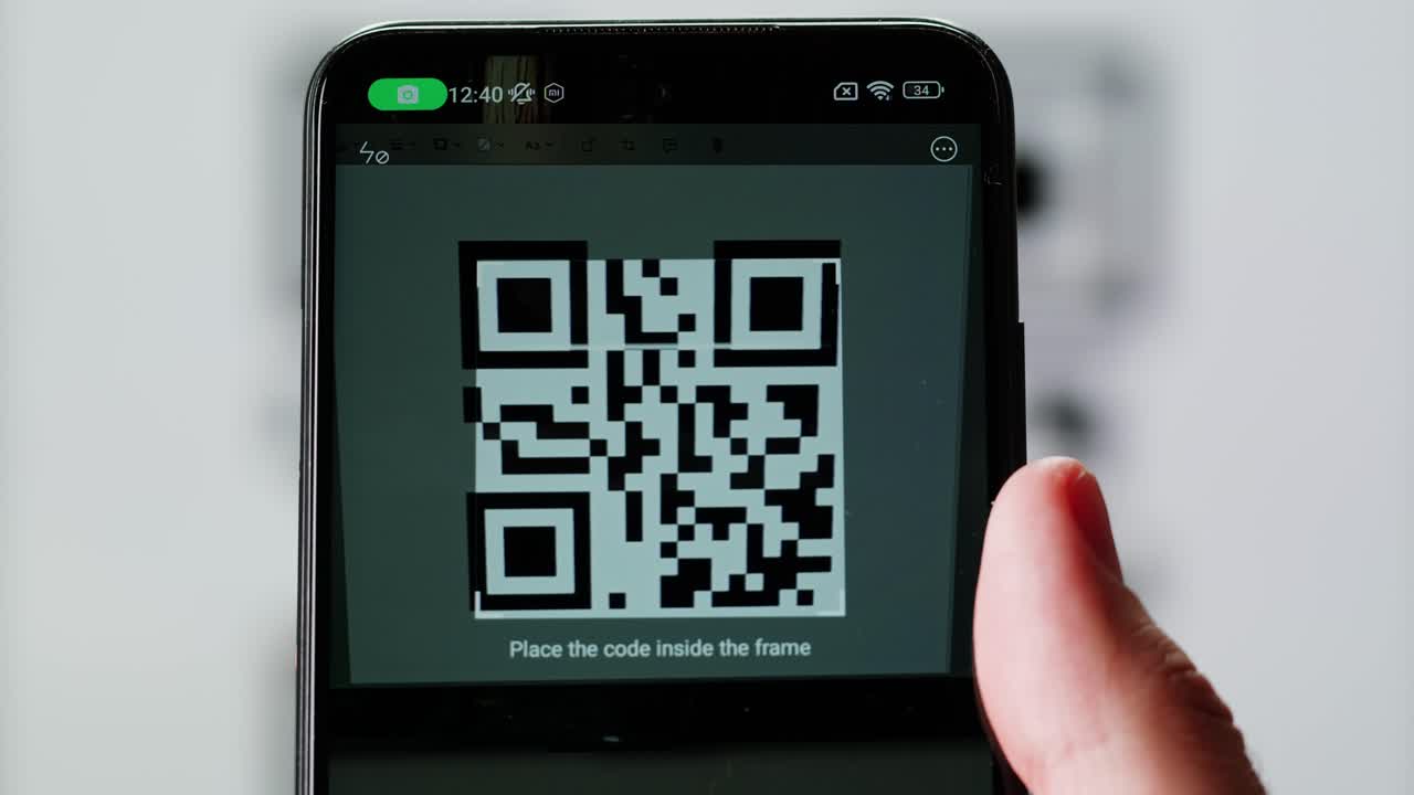 Scan qr code barcode payment buy electronic payment scan animation, postal post delivery service, tickets for events.