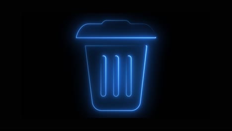 Glowing Neon Blue Trash Can Icon