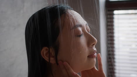 woman showering profile