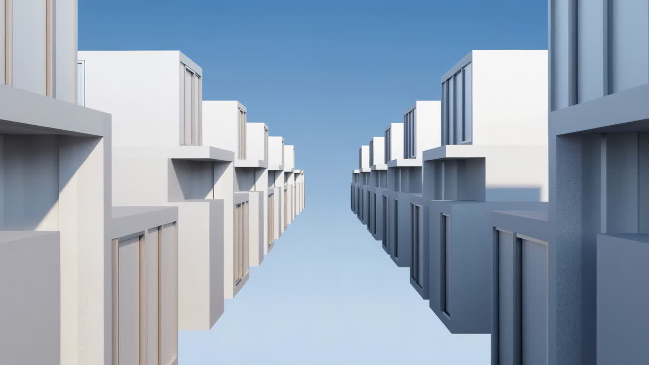 Abstract Floating Modern Architecture Against Blue Sky