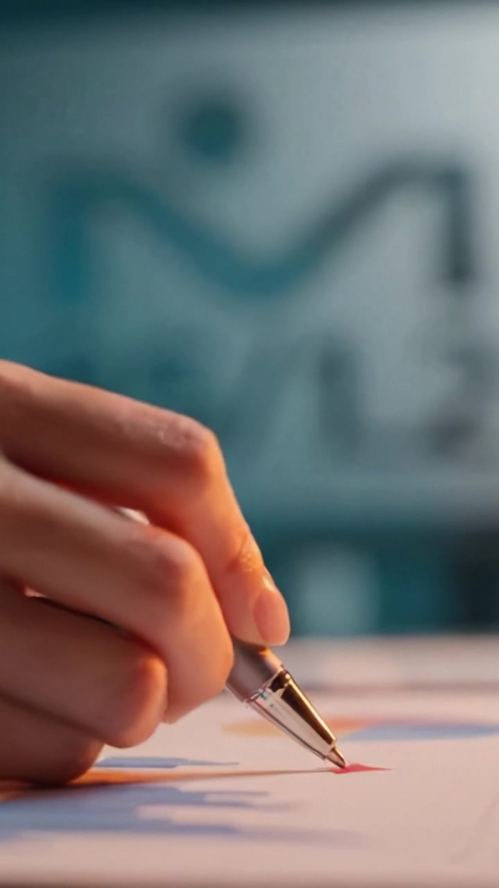 Analyzing Data and Visual Trends with Precision: A Close-Up View of Handwriting and Graphs in a Professional Setting Focused on Insightful Information Processing