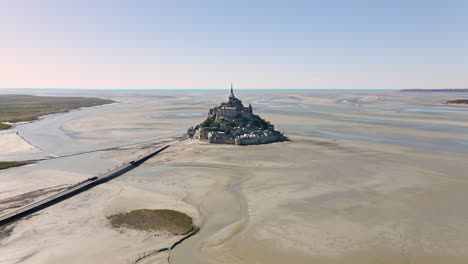 the iconic mont-saint-michel in france. seen from above