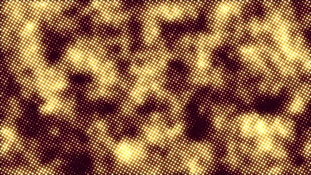 Movimento della texture a punti mezzatinta con sfondo di particelle sfocate luminose e ondeggianti. Animazione 4k in loop continuo
