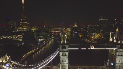 london skyline at night, featuring tower bridge