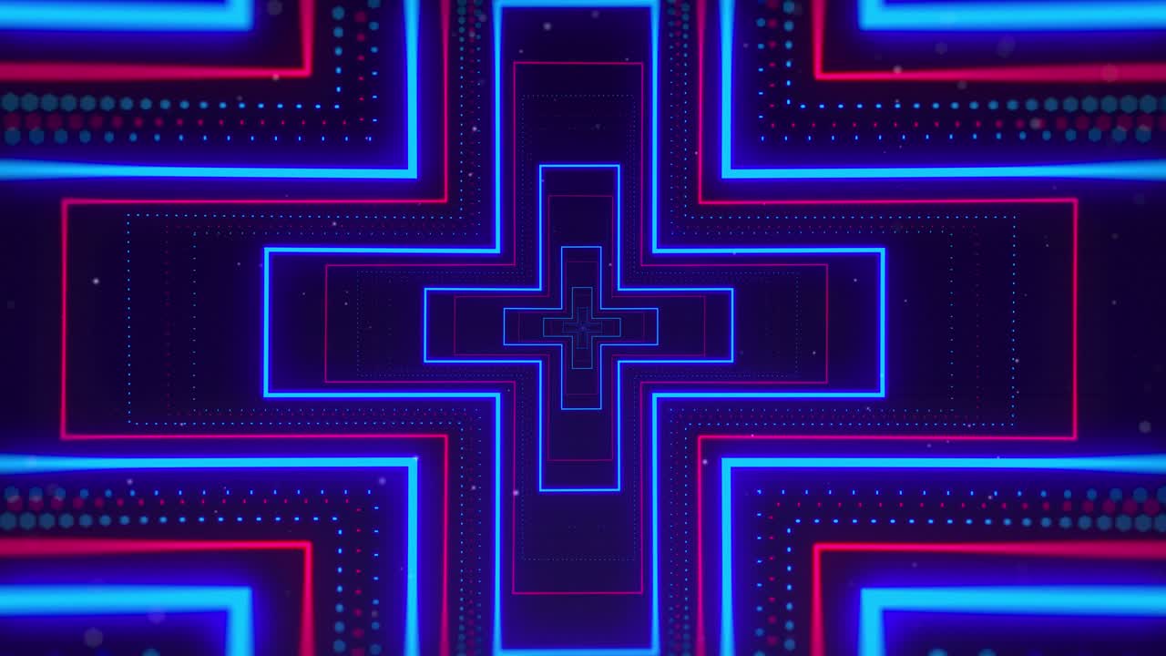 Loopable animation modern moving neon plus icons