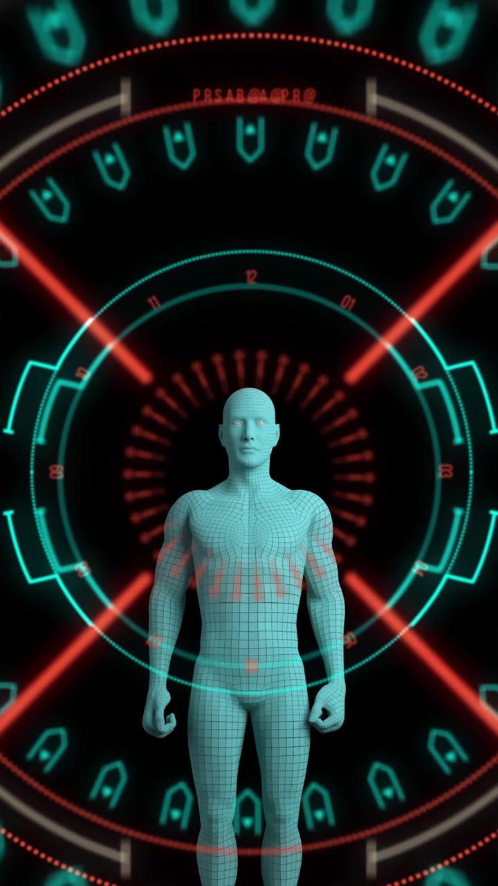 Animation of scope scanning and data processing over human body