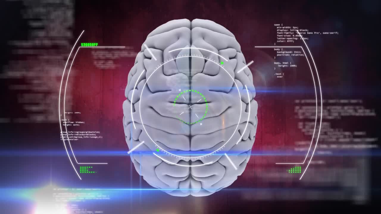Animation of brain with technology and data processing