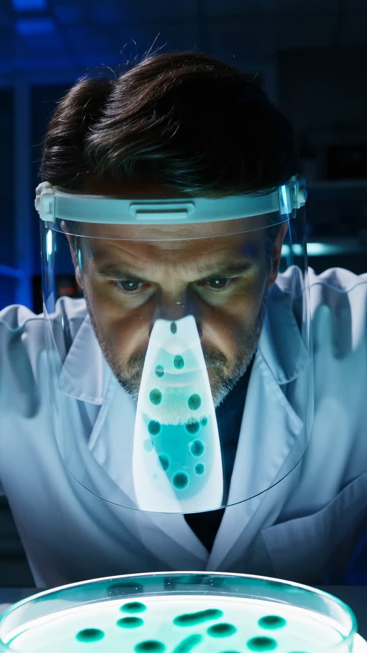 Scientist examining bacteria in a laboratory