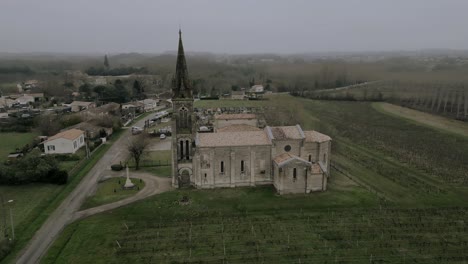 saint-michel de fronsac church, bordeaux, france - aerial