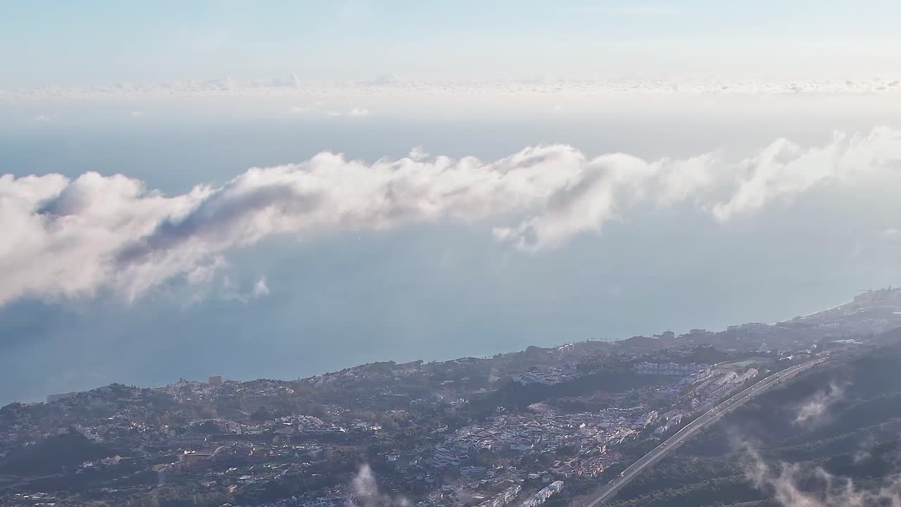 Scenic view of Malaga from the mountain top near the coast