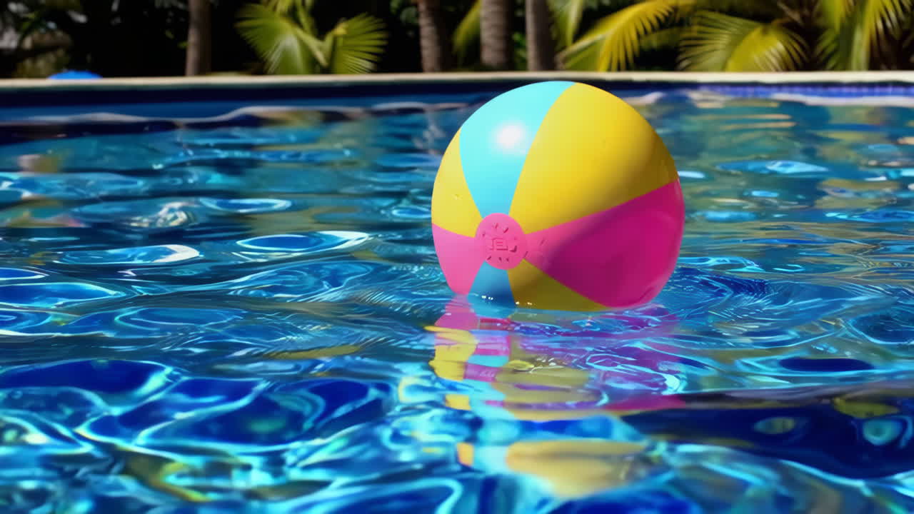 Colorful pool ball floating on water