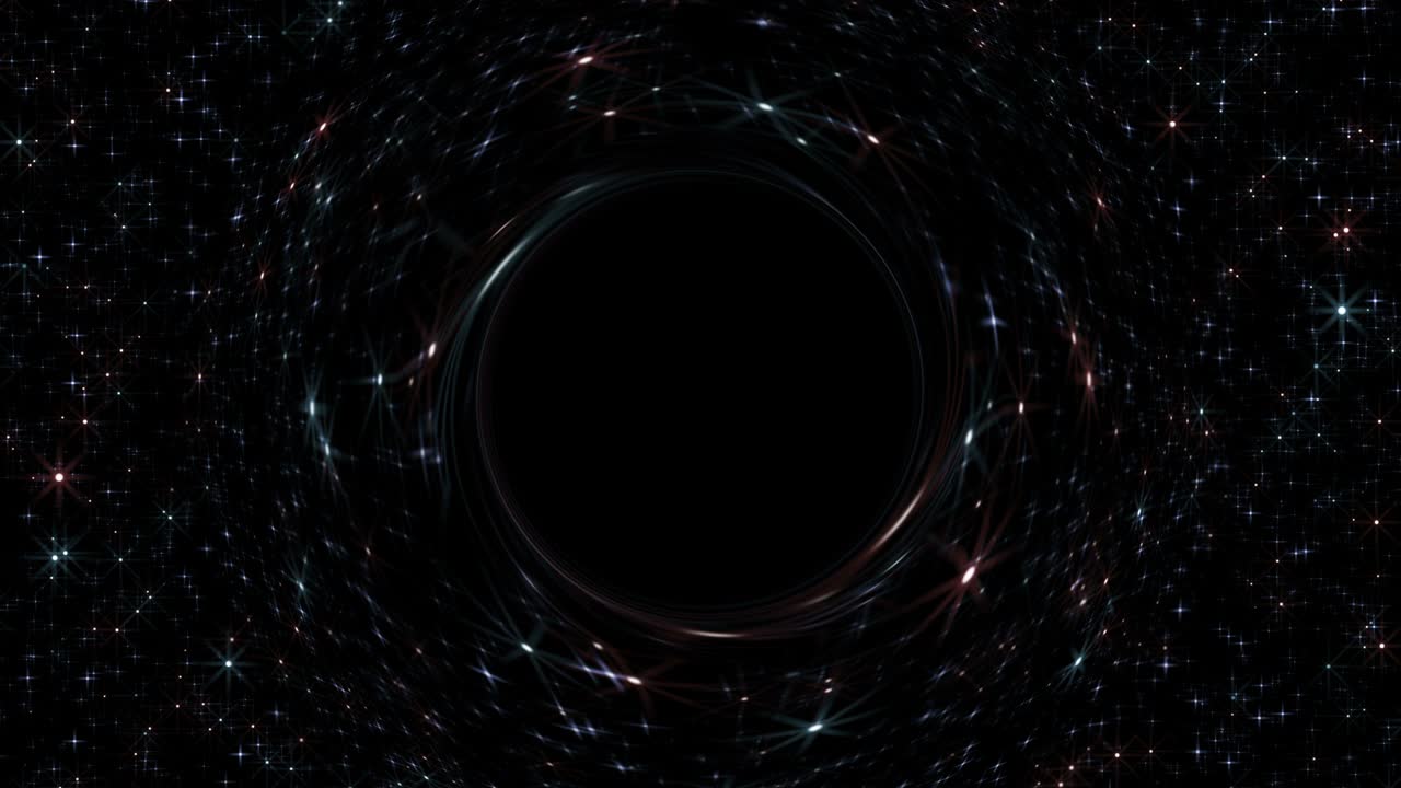 별과 공간의 배경에 대한 블랙홀 중력 왜곡