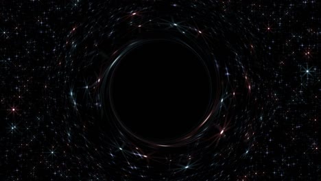agujero negro contra el fondo de las estrellas y el espacio. distorsión gravitacional.