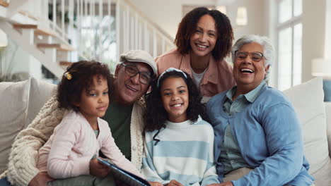 happy family portrait of grandparents and grandchildren