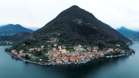 monte isola island in lake iseo in italy