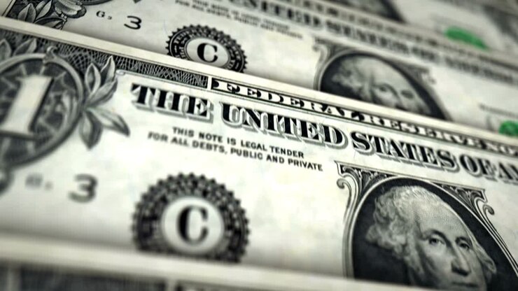 Animazione in loop della superficie di una banconota da un dollaro.