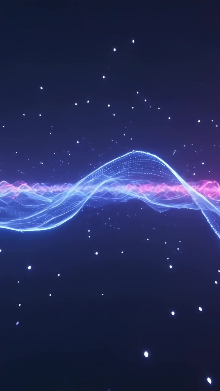 Vertical video: Initiating frame start blue-magenta waveform pulsing in navy field, emitting sparks
