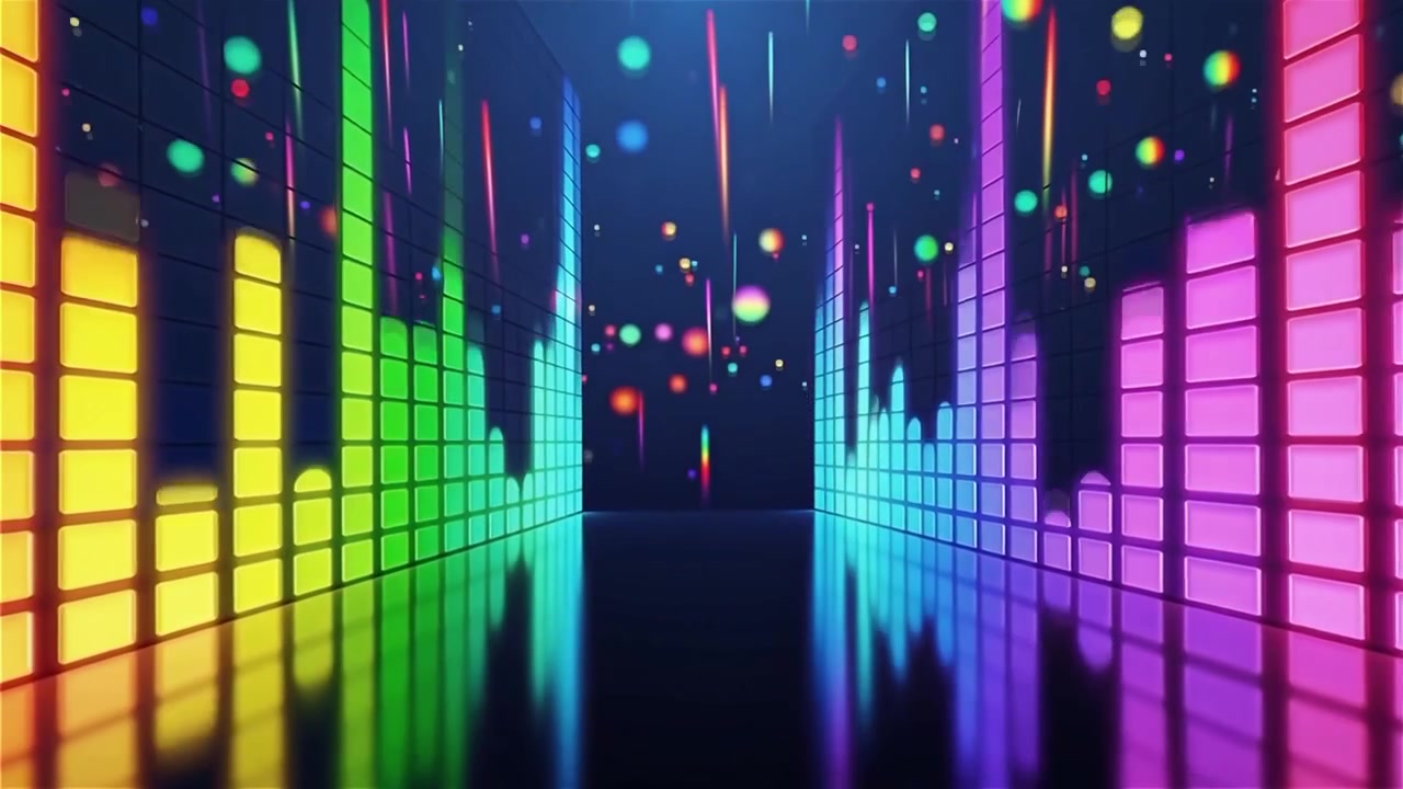 Futuristic Rainbow Neon Music Equalizer Visualizer Background