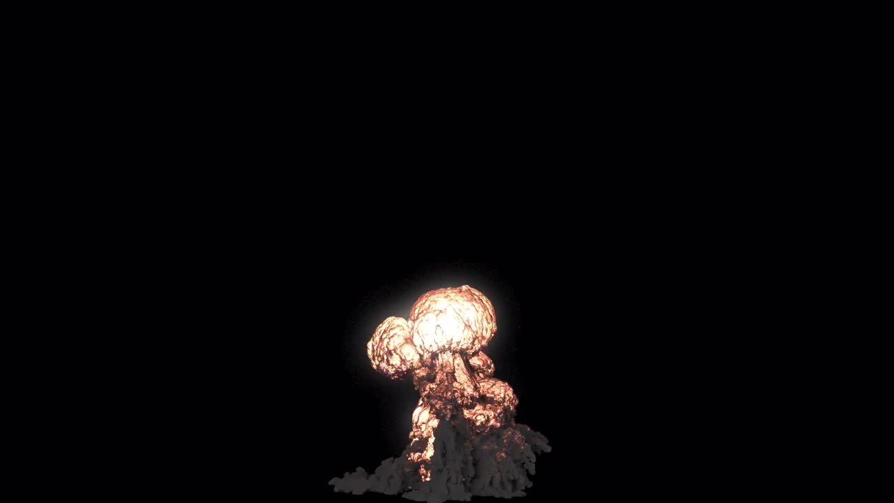 An explosion with a lot of black smoke. An explosion with black smoke on an isolated background with an alpha channel, a fuel explosion.