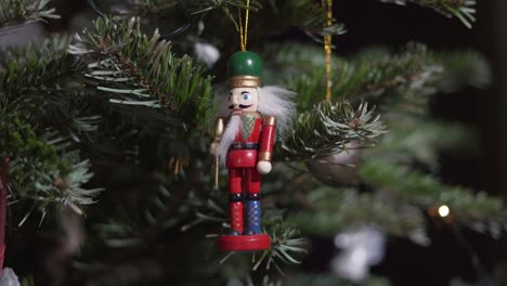 decoration toy nutcracker on christmas tree