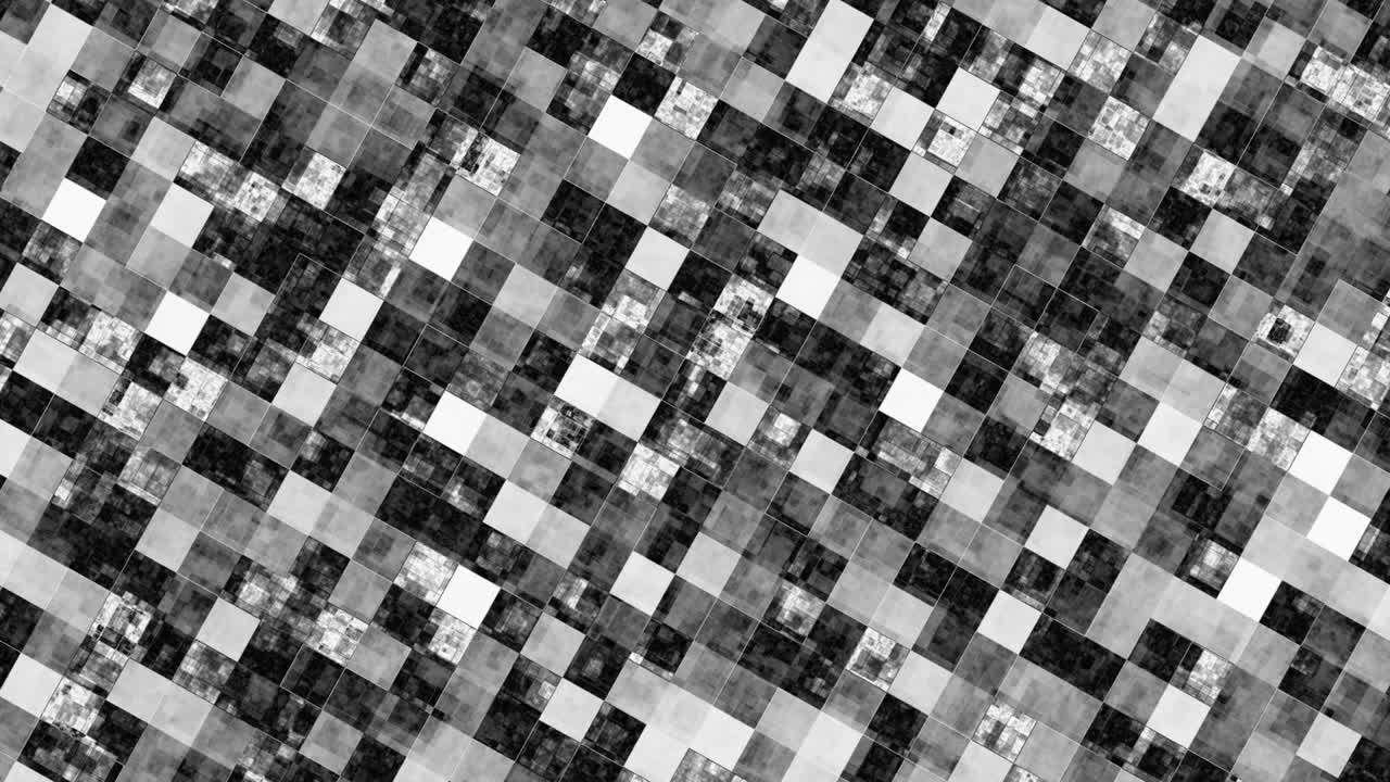 bloques cuadrados en movimiento, animación de la transformación de la superficie de fondo negro a blanco, bloques abstractos de fondo, miles de bloques moviéndose en un cuadrado, formas cuadradas que causan fatiga visual.