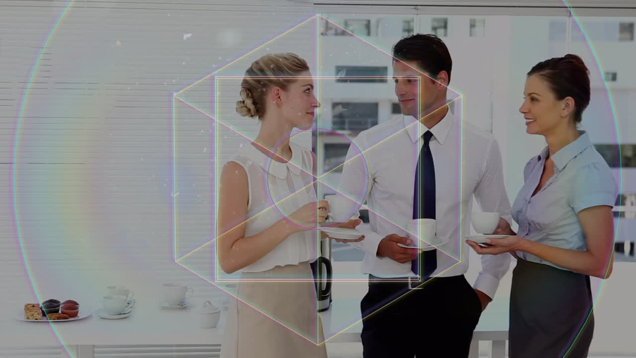 animación de cubos y fallos sobre hombres de negocios caucásicos en el cargo.