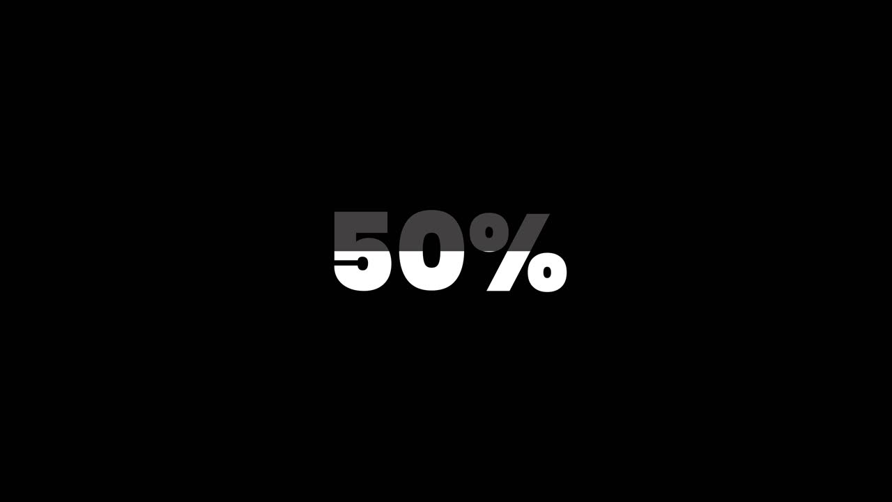 Animazione di un contatore percentuale digitale su sfondo nero