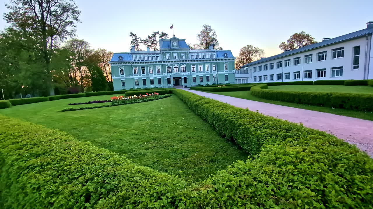 Kokmuiža manor with baroque facade and formal garden in Kocēni Parish, Latvia