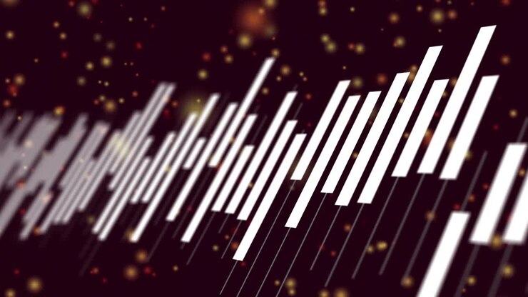 Audio pulse initiating diagonal white bars moving across maroon canvas, pulsing and showing sound