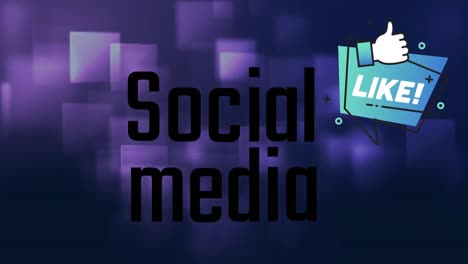 Animation-of-social-media-over-violet-background-with-squares