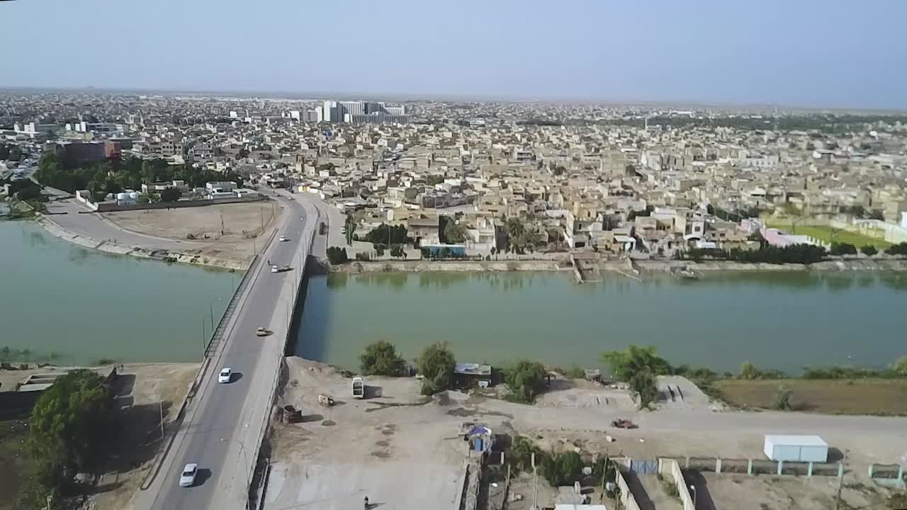aerial footage of  Amarah city in Baghdad