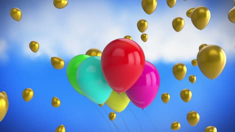 globos flotantes y cielo azul