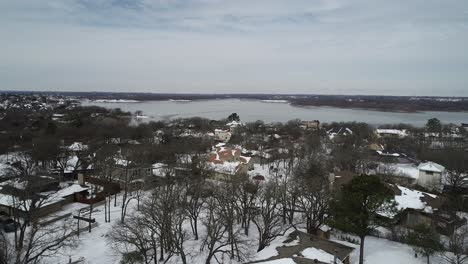 aerial video flying over the city of highland village in texas february 17th 2021 after snow storm