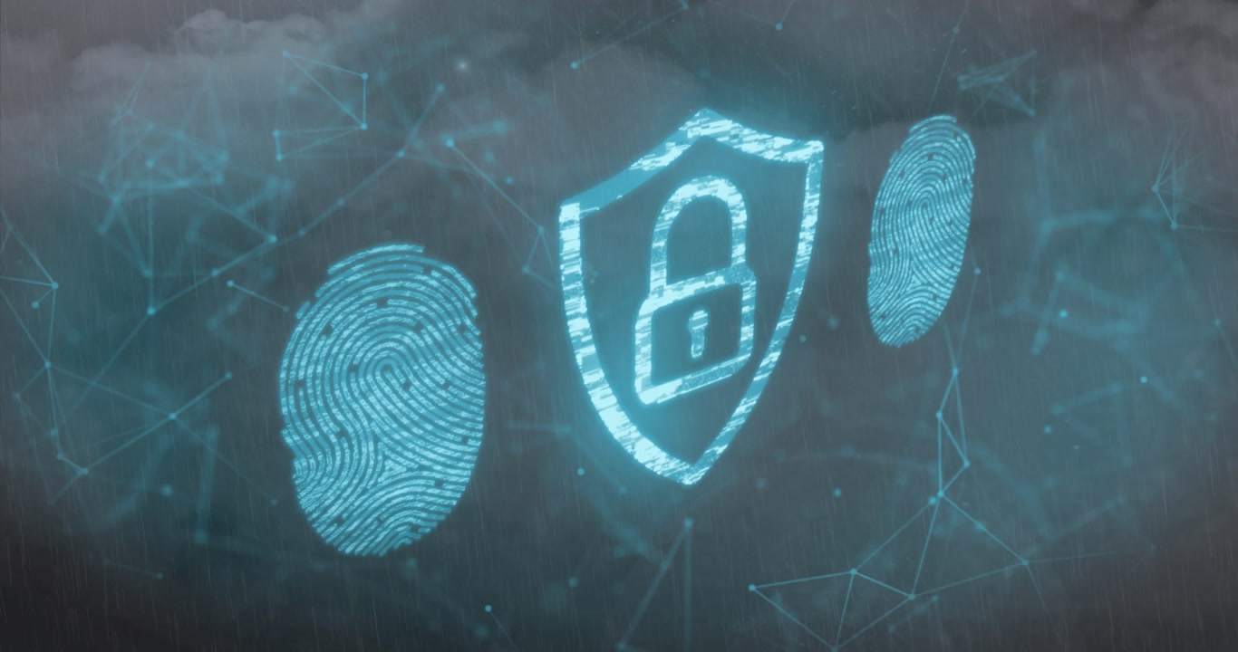 Animation of digital padlock over data processing and globe