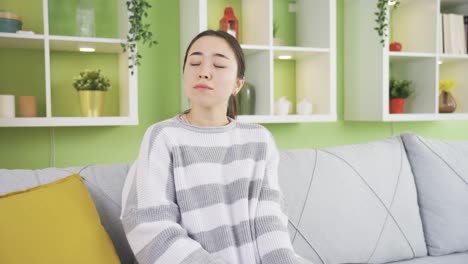 depressed young asian woman unhappy.