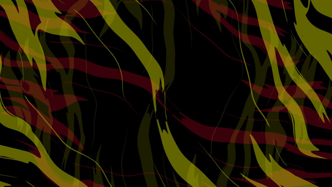 Lo sfarfallio pulsante di linee astratte multicolori su sfondo nero.