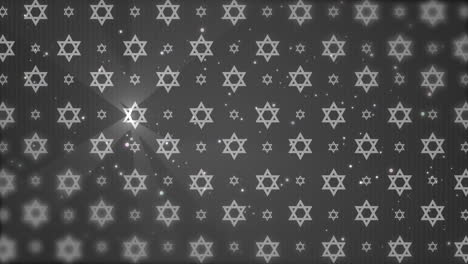 grey background with jewish symbol star of david. abstract animation with shining rays on hexagonal figures of judaism. looped motion graphics.