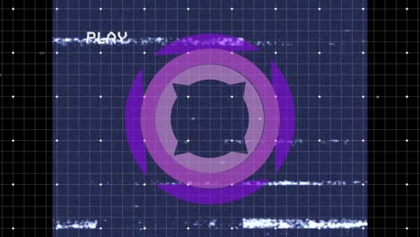 animación de la interfaz digital de reproducción con glitch y giro del alcance