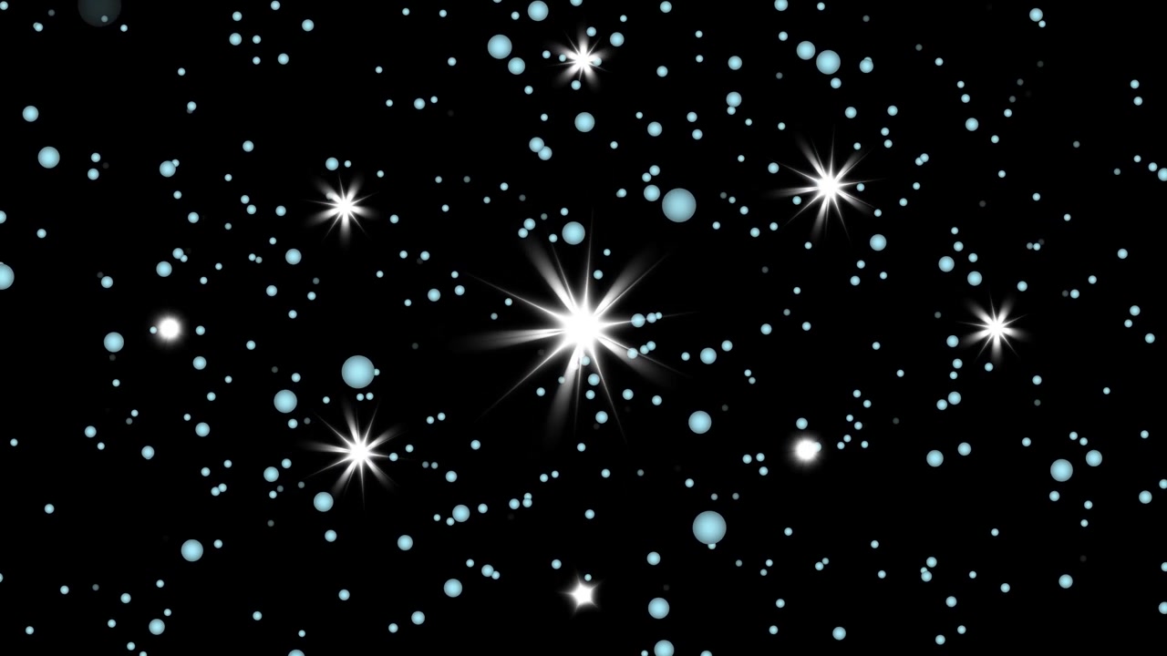 Animated Glowing Stars and Particles Floating in Deep Space