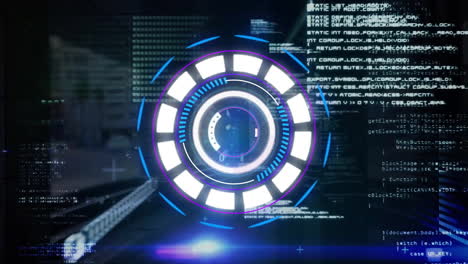 animation of scope scanning and data processing over cityscape
