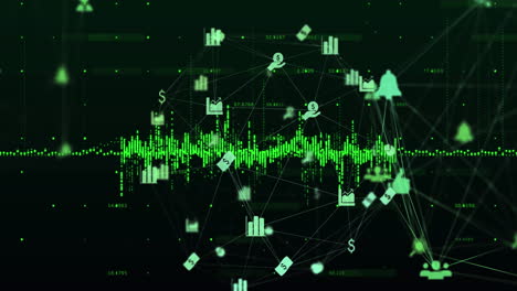 globo de red de iconos digitales girando contra el procesamiento de datos